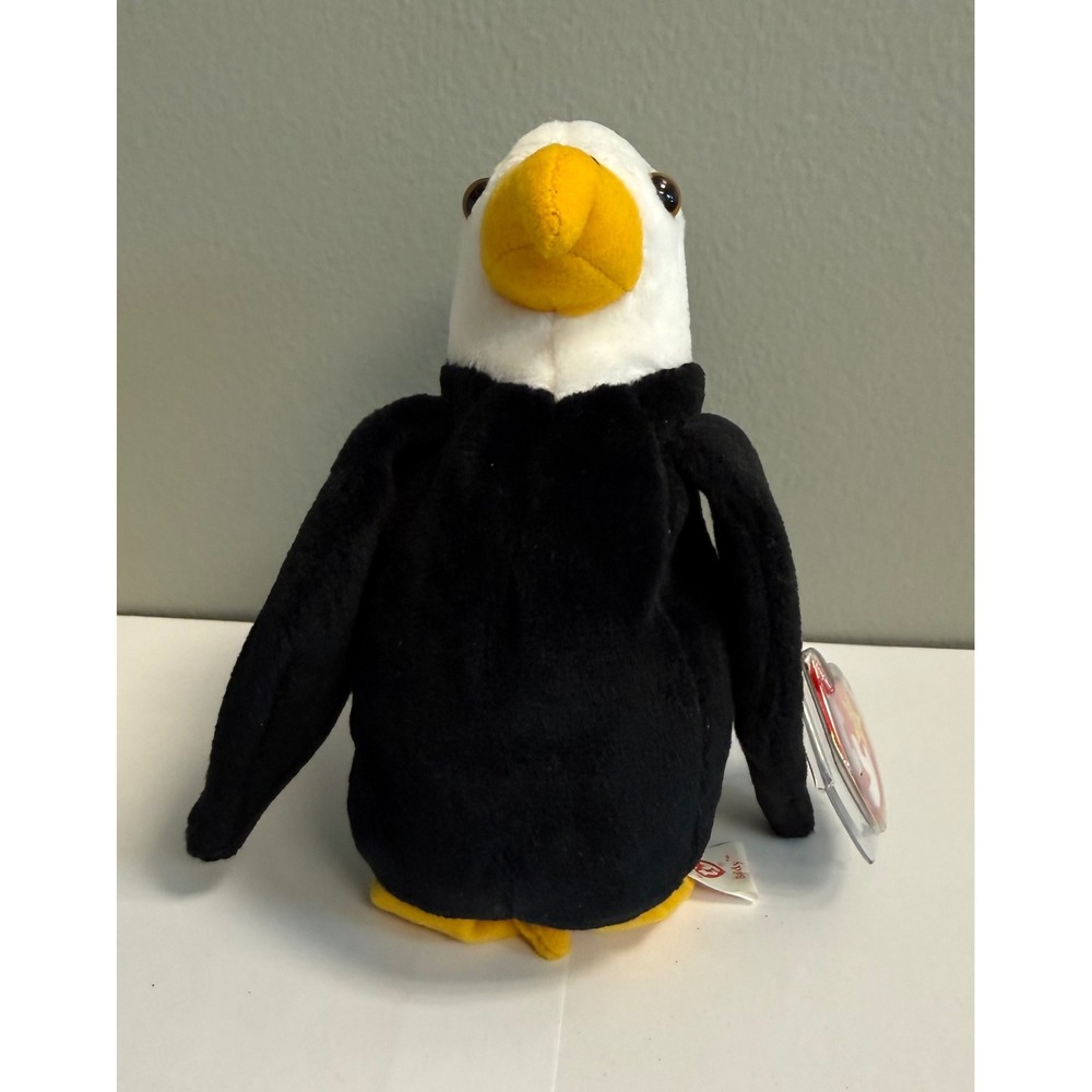 Ty Beanie Baby Baldy the Eagle Plush Bird Brown White 1996 Retired Original Tags